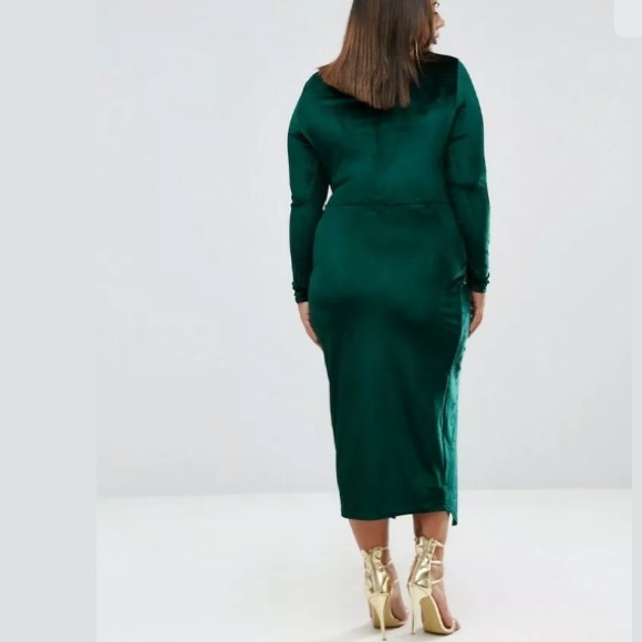 ASOS "Club L" Green Stretch Velvet Cocktail Dress - Picture 8 of 8